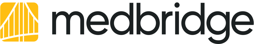 MedBridge logo with a yellow geometric shape and the word "medbridge" in bold black lowercase letters.